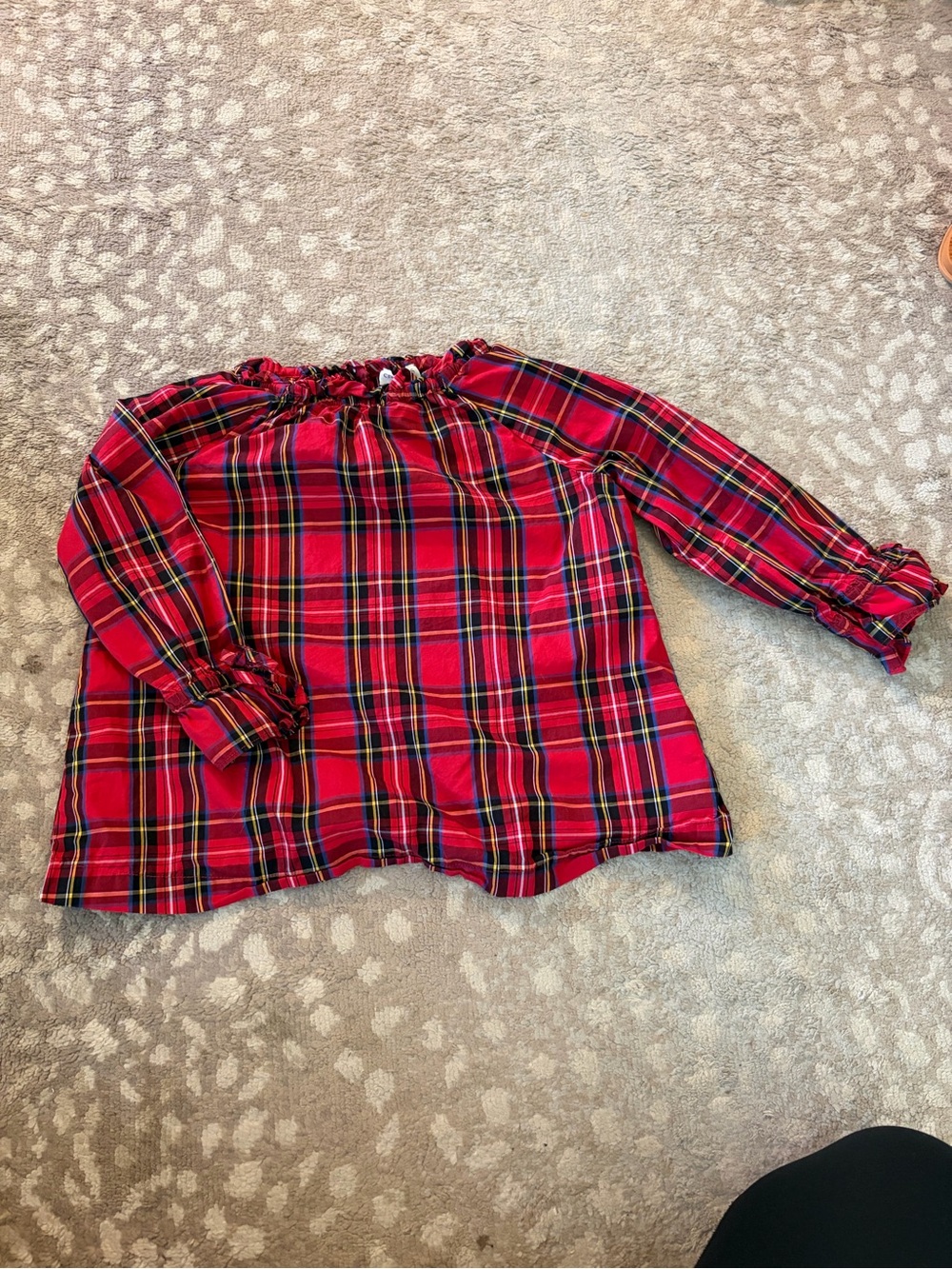 Crewcuts Red Plaid Off-Shoulder Top